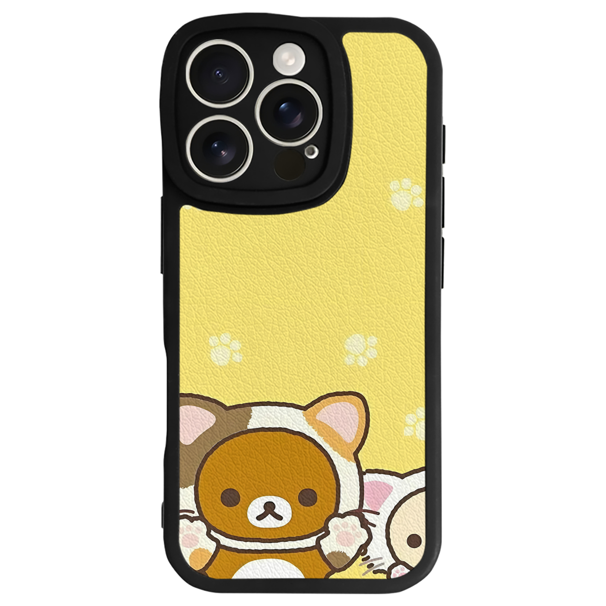 （画像用） リラックマ リラックマ キイロイトリ Rilakkuma Korilakkuma Kiiroitori 【iPhone 16シリーズ対応】シリコンスマホケース（レザー調） 材質：シリコン